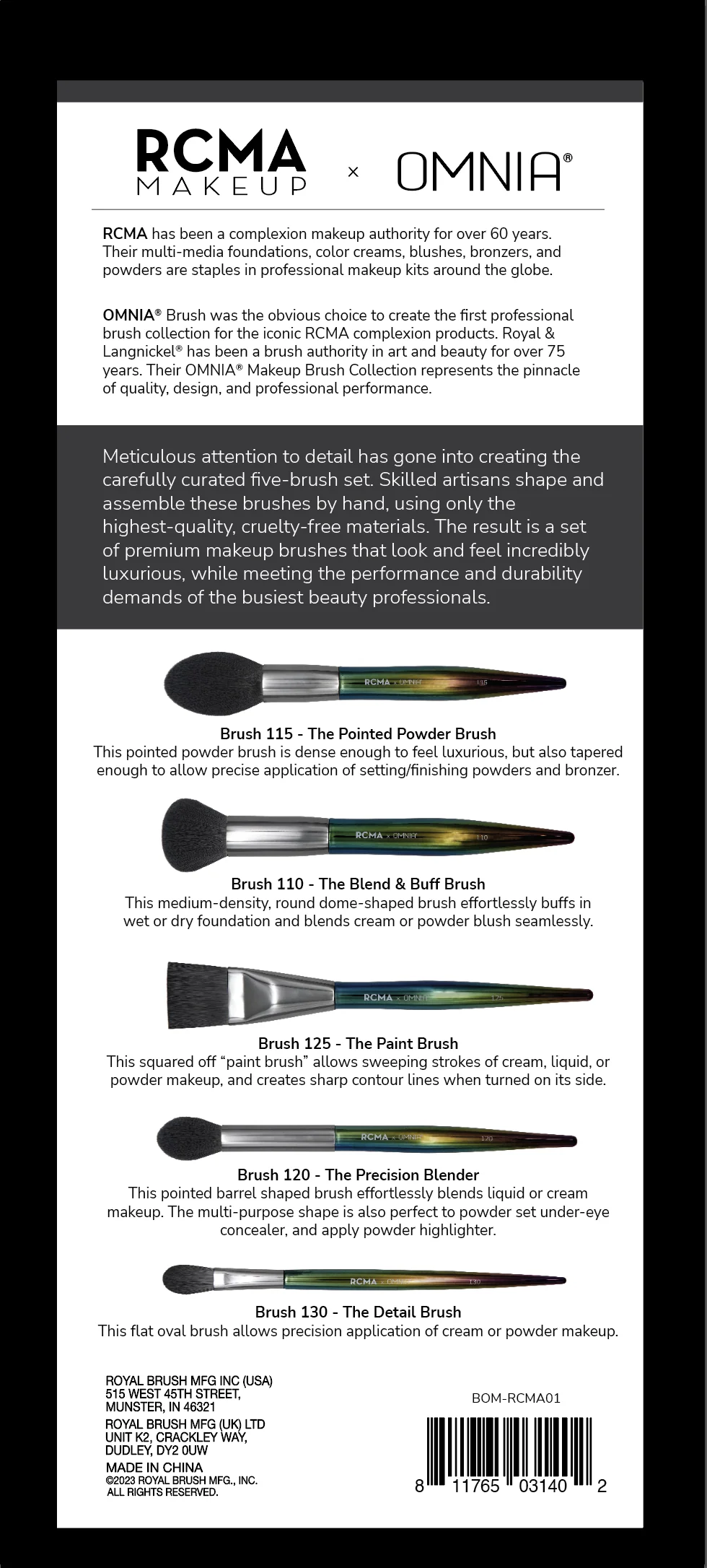 RCMA x Omnia Pro Complexion 5pc Brush Set - Image 3